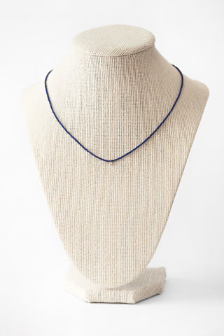 18k Lapis + Diamond Beaded Necklace