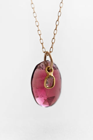 18k Tourmaline + Diamond 14k Chain Necklace