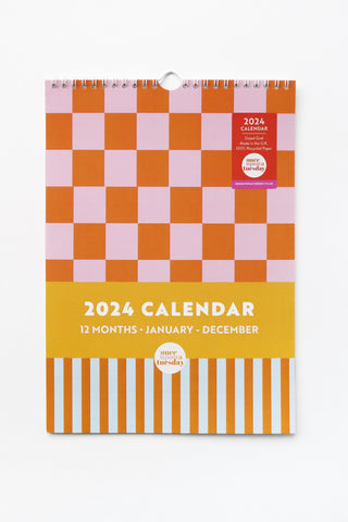 2024 Checks & Stripes Wall Calendar