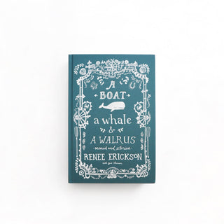 Book cover with whale and boat design on a teal background