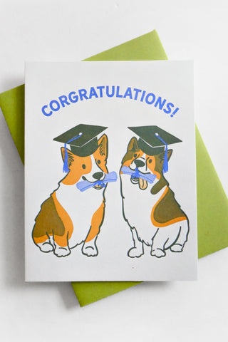 Accomplished Corgis Grad Greeting Card
