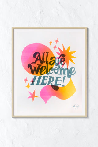 All Are Welcome Here Risograph Print