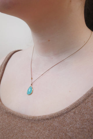 Amazonite +14k Gold Bead Necklace (med)
