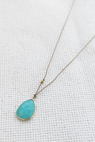 Amazonite +14k Gold Bead Necklace (med)