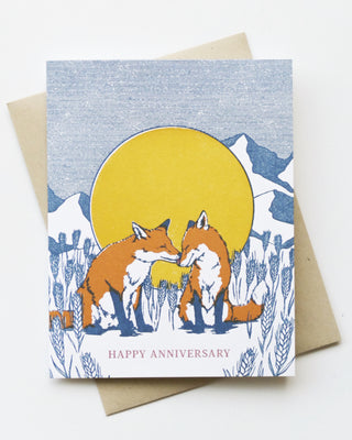 Anniversary Foxes Greeting Card