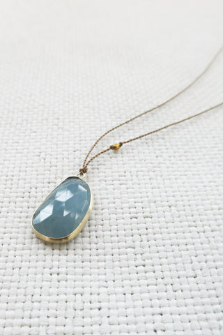 Aquamarine +14k Gold Bead Necklace (opaque)