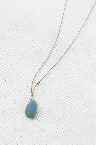 Aquamarine +14k Gold Bead Necklace (opaque)