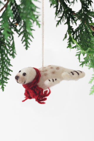 Baby Seal w/ Scarf Felt Ornament