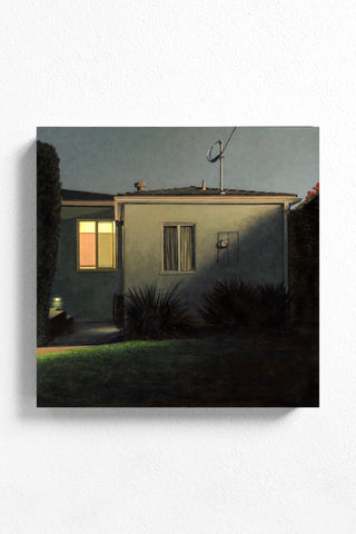 Painting of a house with a light on at night