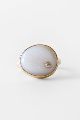 Bali White Drusy & .025 Diamond Ring