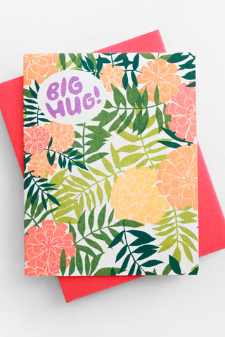Big Hug Marigold Risograph Greeting Card