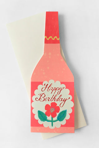 Birthday Rose Wine Bottle Card