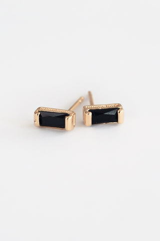Black Baguette Studs