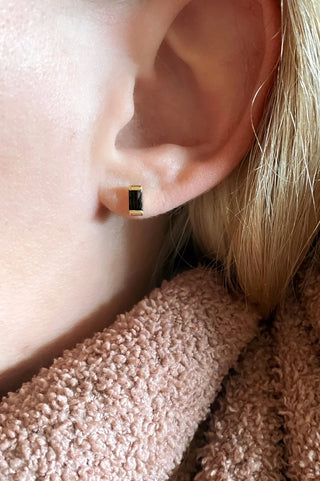 Black Baguette Studs