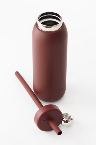 Black Cherry Straw Cap Stainless Steel Bottle