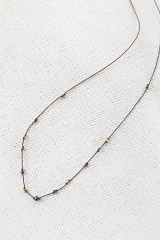Black Diamond + 18k Gold Bead Necklace