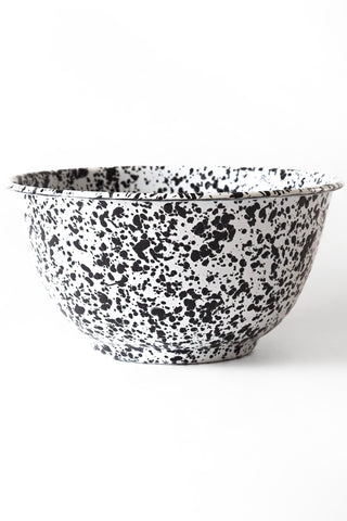 Black Marbled Large Enamel Salad Bowl