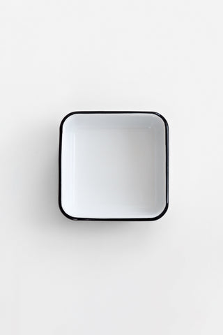 Black Rim Square Enamelware Dish