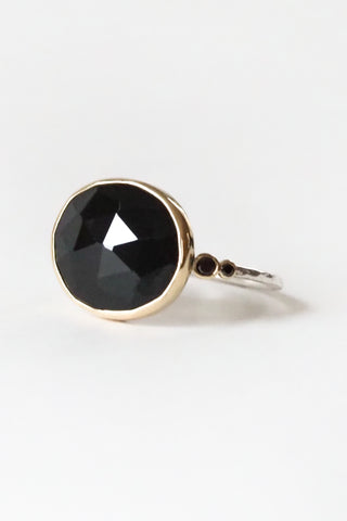 Black Spinel With Black Diamonds Ring