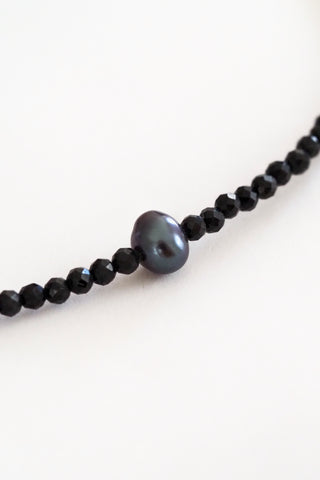 Black Spinel + Black Pearl Bracelet