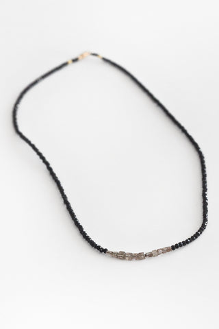 Black Spinel + Diamond Cubes Necklace