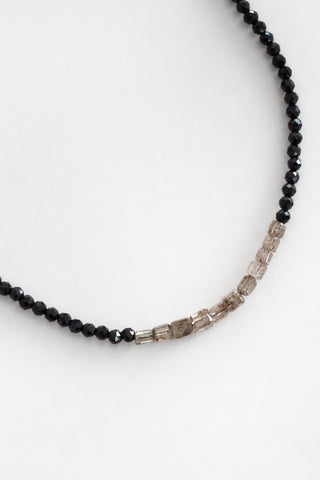 Black Spinel + Diamond Cubes Necklace