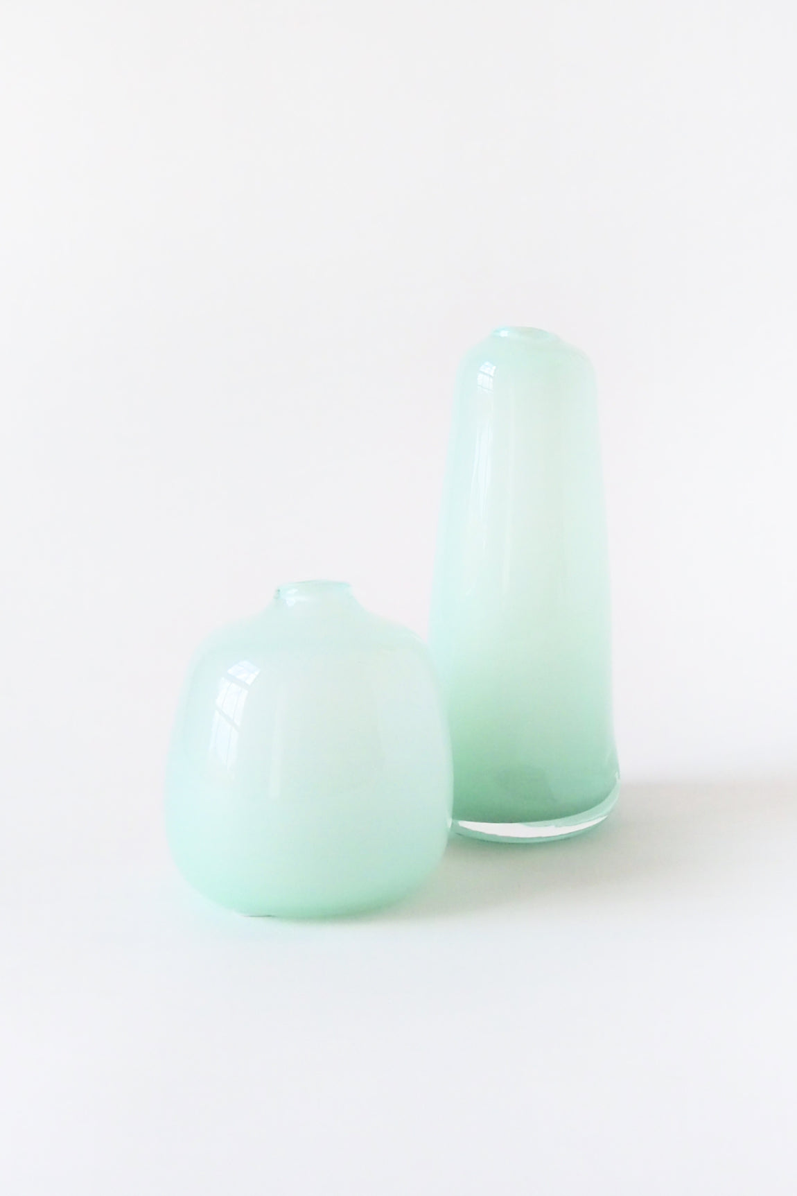 Opaque Mint Blown Glass Bud Vase