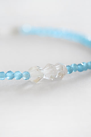 Blue Chalcedony + 3 Herkimers Bracelet