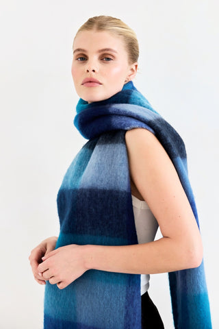 Blue Check Reykjavik Scarf