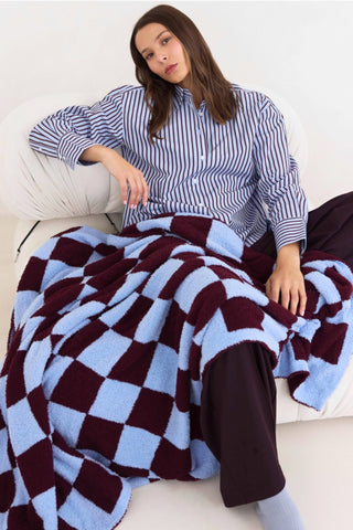 Blue Check Teddy Throw
