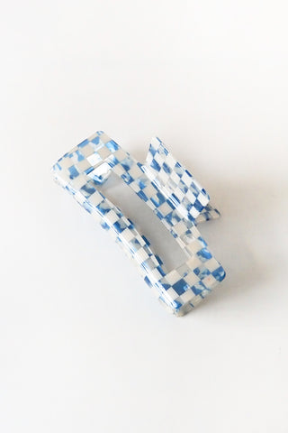 Blue Checker Claw Clip