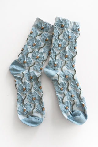 Blue Floral Bloom Socks