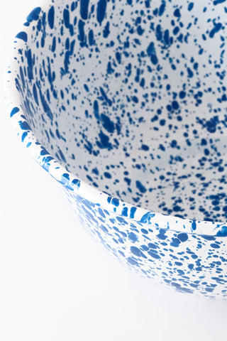 Blue Marbled Large Enamel Salad Bowl