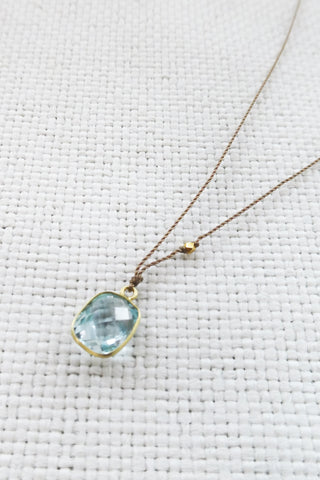 Blue Topaz +18k Gold Bead Necklace