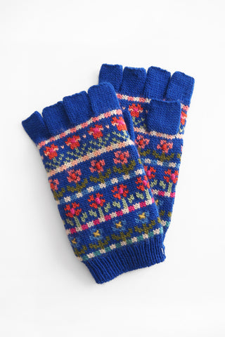 Blue Tulip Fingerless Gloves