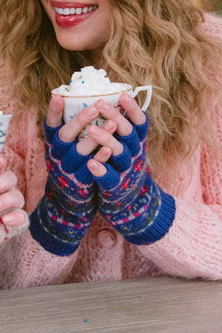 Blue Tulip Fingerless Gloves