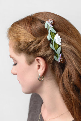 Lotus Flowers and Snails French Barrette