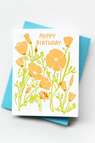 California Poppy Birthday Greeting Card