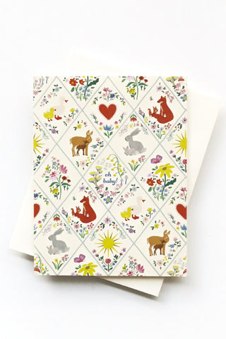 Woodland Critters Baby Greeting Card