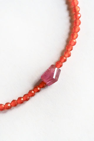 Carnelian + Pink Tourmaline Bracelet
