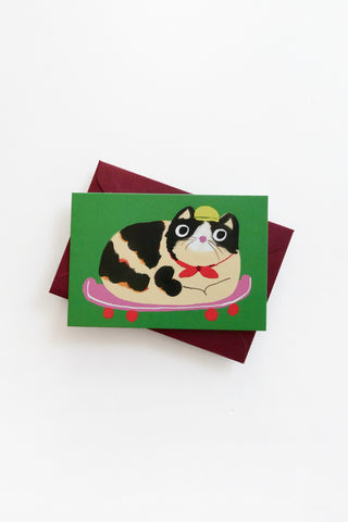 Cat Loaf Skateboard Mini Greeting Card