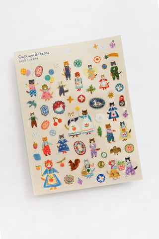 Aiko Fukawa Sticker Sheet Cats + Buttons