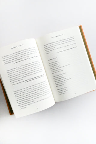 Open book with text on a white background