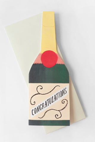 Champagne Bottle Shaped Greeting Card