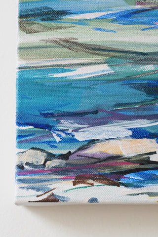 Colorful abstract patterned painting on a white background