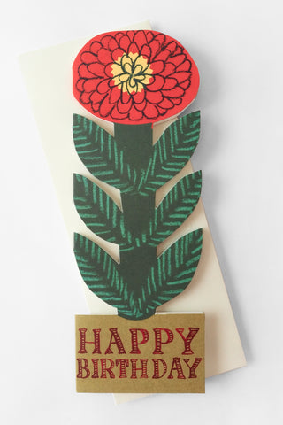Cheery Red Flower Birthday Greeting Card