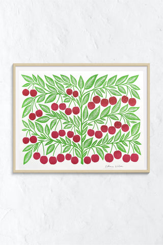 Garden Series: Cherries Risograph Art Print