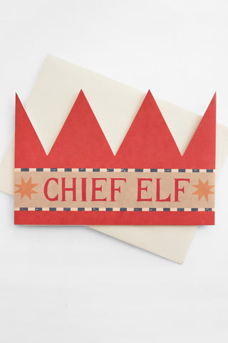 Chief Elf Party Hat Greeting Card