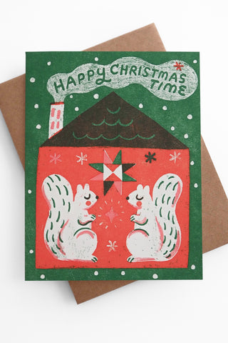 Christmas Time Squirrels Greeting Card