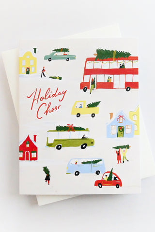 Christmas Tree Cars Greeting Card